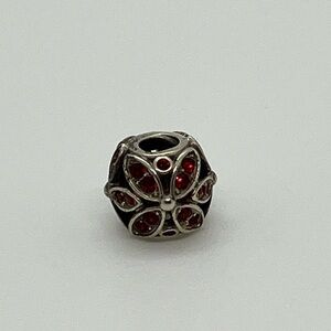 Chamilia 925 Sterling Silver Red Swarovski Crystal Floral Charm Bead